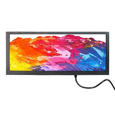 Immagine di VSDISPLAY Monitoraggio Portatile con Altoparlante, 12,3 Pollici 1920x720 FHD 600NIT a Barra Larga LCD e Scheda Controller USB HDMI VGA, Guscio Metallico, Adattatore di Alimentazione da 12 V CC