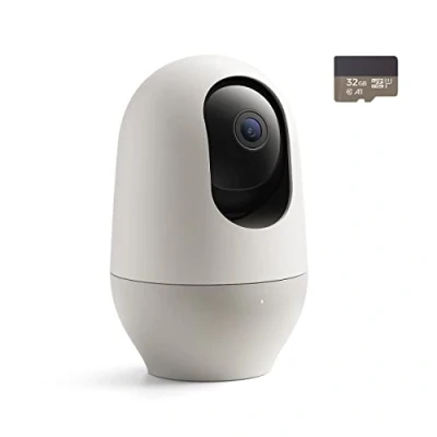 Immagine di Nooie Telecamera con scheda Micro SD da 32 GB, Videocamera Sorveglianza Wi Fi Interno 1080P, 360Pan/Tilt, Visione Notturna, Audio Bidirezionale, Tracciamento del Movimento, Compatibile Alexa