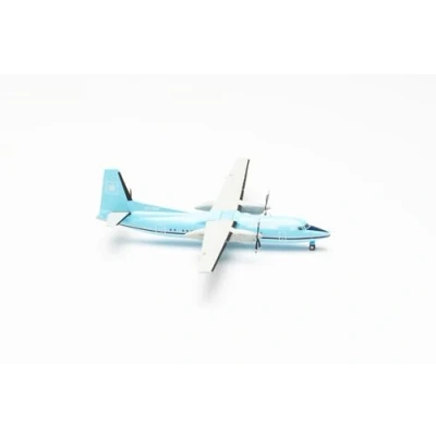 Immagine di Herpa modello di aereo Maersk Air Fokker 50 OY MMT in scala 1:200 aereo, pezzo da collezione, miniatura deco, statuetta con supporto metallo