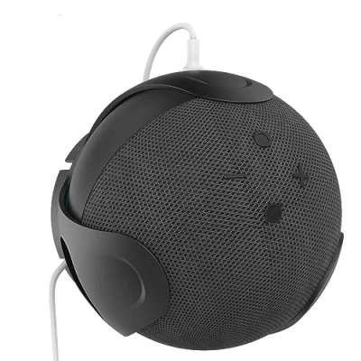 Immagine di KSIEE Mensola universale per montaggio a parete altoparlanti, organizer rotondo compatibile con Echo Dot 5a/4a generazione Google Nest salvaspazio (nero)