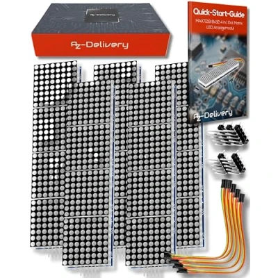 Immagine di AZDelivery AZ MAX7219 8x32 4 in 1 Dot Matrix LED Display Modulo compatibile con Arduino incluso un E Book!