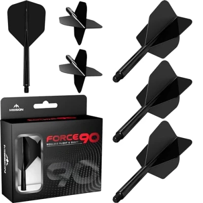 Immagine di Mission Darts Force 90 Freccette con sistema integrato di precisione e asta, confezione da 3 alette steli combinati professionali altamente durevoli Standard No.6