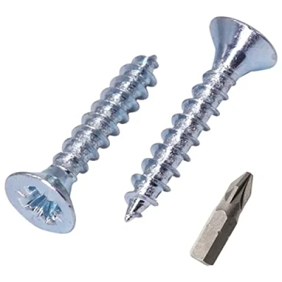 Immagine di SKIR&#039;CO Confezione da 100 viti in acciaio zincato, 3,5 x 25 mm, testa svasata Pozidriv, per truciolare, filettatura completa (100, mm)