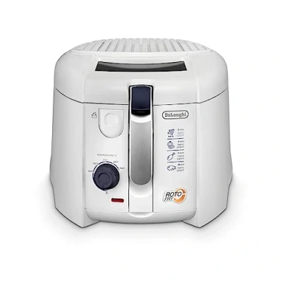 Immagine di De&#039;Longhi F28211 Friggitrice con Timer Digitale e Cestello Rotante, Termostato Regolabile, Filtro Removibile Antiodore, Capacità Olio 1.2L, Amplio Oblo&#039;, Vasca Antiaderente, Saliscendi