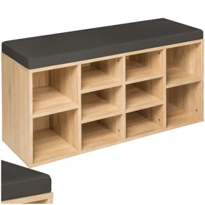 Immagine di TecTake Scarpiera da ingresso con cuscino Portascarpe in legno 103,5x48x30cm disponibile diversi colori (Quercia No. 402076)