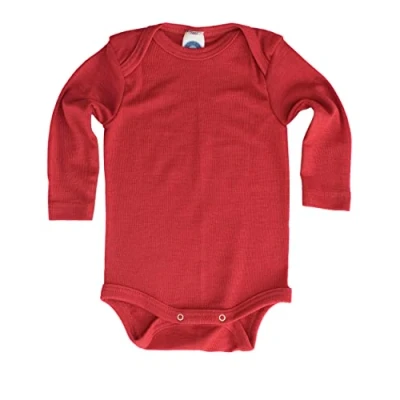 Immagine di Cosilana, Body a maniche lunghe, 70% lana, 30% seta, Colore: rosso, 50/56 cm