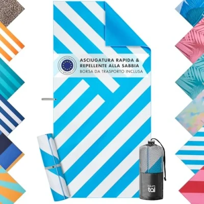 Immagine di Blumtal telo mare grande 90x180 cm microfibra asciugamano compatto e ad asciugatura rapida teli grandi senza sabbia nastro beach towel morbido con motivo a turchese