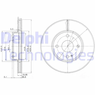 Immagine di DELPHI BG3393 Disco freno 254 20 4 ventilato Oleato non trattato senza cuscinetto ruota, anello sensore ABS MAZDA: MX 5 2, I