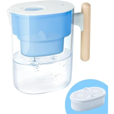 Immagine di Waterdrop Chubby Caraffa Filtrante da 3,5 Litri Certificata NSF con 1 Filtro 90 Giorni, Riduce il Piombo, Fluoro, Cloro e Altro, Senza BPA, Blu (Filtro di Ricambio: WD PF 01A Plus)