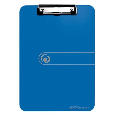 Immagine di Herlitz 10842409 Portablocco A4, rivestimento in carta Kraft, con meccanismo di bloccaggio e occhiello per appenderlo, FSC Mix, Rosso Blau