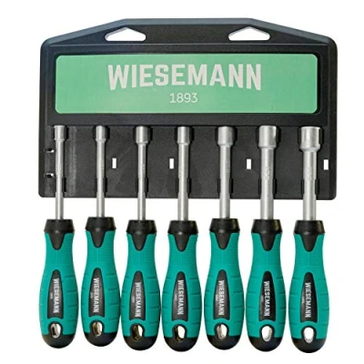 Immagine di Set cacciaviti a bussola da 7 pezzi WIESEMANN 80225 per viti testa esagonale 6 12 mm cromatura opaca