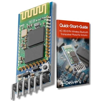 Immagine di AZDelivery HC 05 06 Modulo Bluetooth Wireless ricetrasmettitore RF RS232 seriale compatibile con Arduino incluso E Book!