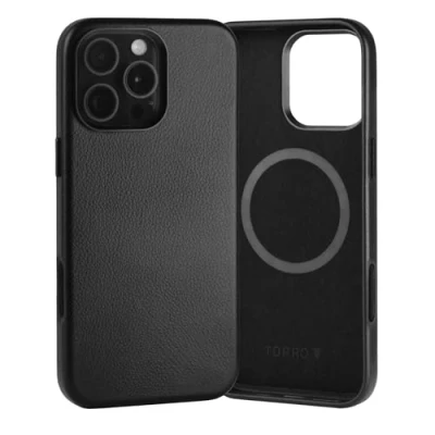 Immagine di TORRO Cover Compatibile con iPhone 16 Pro Max Custodia Sottile in Pelle Premium MagSafe (Nero)