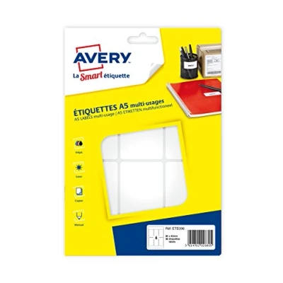 Immagine di Avery Confezione da 96 etichette multiuso 80 x 45 mm, colore: Bianco