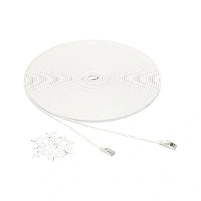 Immagine di Amazon Basics Cavo patch per connessione internet, piatto RJ45 Cat 7, 10 Gigabit Ethernet, 30 m, Bianco