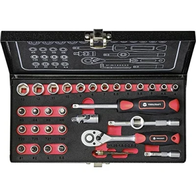 Immagine di TOOLCRAFT Kit di chiavi a bussola metrico 1/4 (6.3 mm) 36 parti 826363