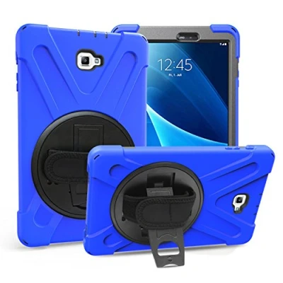 Immagine di Gerutek Custodia Cover per Samsung Galaxy Tab A 10.1 2016 (SM T580/T585), Protettiva Antiurto con Supporto Rotante 360 e Cinghia Mano/Spalla 10.1, Blu