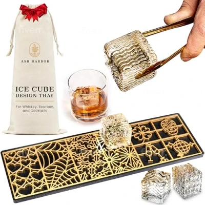 Immagine di Ash Harbor Vassoio trasparente per cubetti di ghiaccio, bourbon e cocktail in 5 secondi, stampo ghiaccio whisky, accessori da barista, trasparenti