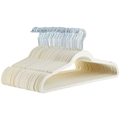 Immagine di Amazon Basics Gruccia in velluto con portapantaloni, 50 pezzi, Avorio