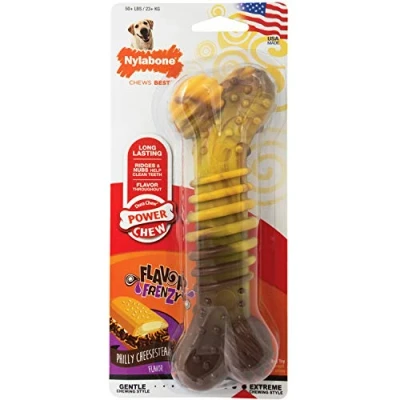 Immagine di Nylabone sapori Frenzy Regular Dura Chew Cheesesteak aromatizzati Bone Dog Toy