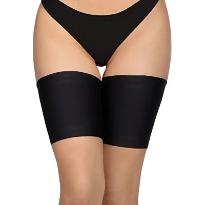 Immagine di Annes styling Fasce elastiche anti sfregamento per cosce, da donna, in silicone antiscivolo, rivestite raso e pizzo Nero Taglia M