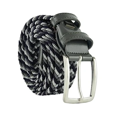 Immagine di Navigare Cintura Elastica Intrecciata Made in Italy, Uomo e Donna, Con Inserti Vera Pelle
