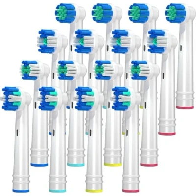 Immagine di REDTRON Testine di Ricambio per Spazzolino da Denti Compatibili con Oral B, 16Pz Elettrico Floss Action, Sensitive Clean, Precision 3D Whitening (Nero)