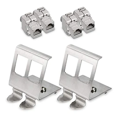 Immagine di kwmobile Set Modulo Keystone e Adattatore Barra DIN 4X Moduli Cat 6A schermati Presa RJ45 2X Supporto Guida Montaggio Semplice