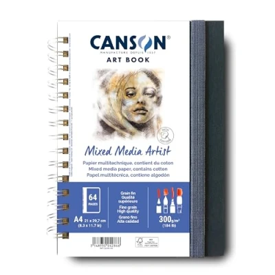 Immagine di Canson Professional Book Carta Multitecnica Grana fine 300g/m² Taccuino Spiralato A4 21x29 7cm Bianco 28 fogli