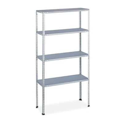 Immagine di Relaxdays Scaffale in Acciaio Zincato, Alta Portata 200 kg, HLP: 150x75x30 cm, 4 Ripiani, per Garage e Dispensa, Argento, Lega, 1 pz
