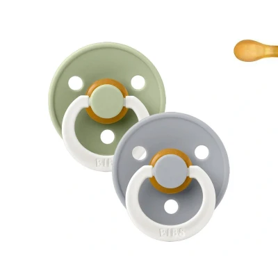Immagine di 2 Succhietti BIBS Colour Simmetrica Notturni Sage/Cloud