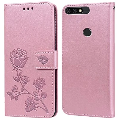 Immagine di PKQTOP Cover per Huawei Y7 2018/Honor 7C/Y7 Prime 2018 Custodia,Carta Fessura, Supporto Stand,Silicone TPU,Flip Protettiva Case 2018(5.99&quot;)