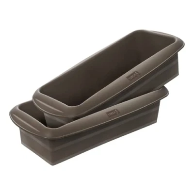 Immagine di Lurch FlexiForm 585000 Set di 2 stampi per pane in silicone al 100% senza BPA, 25 x 9 cm, colore: Marrone
