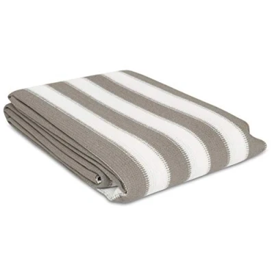 Immagine di Windhager Sylt 06142 Paraluce per Balcone con Cavo di Fissaggio, in Tessuto HDPE, 150 g/m², 5 x 0,9 m, Colore: Grigio/Bianco a Righe