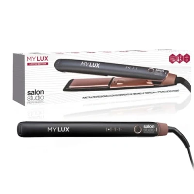 Immagine di Salon Studio Professional, MyLux Piastra per Capelli 2 in 1 Ceramica Tormalina, Temperatura Regolabile Fino a 230, Schermo Led, Funzione Autospegnimento, Riscaldamento Rapido, Limited Edition