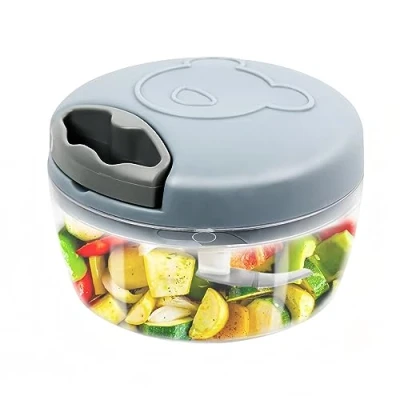 Immagine di Tritatutto Manuale 500 ml, Con 3 Lame In Acciaio Inossidabile, Tritaverdure Da Cucina manuale,frullatore Manuale, a Corda