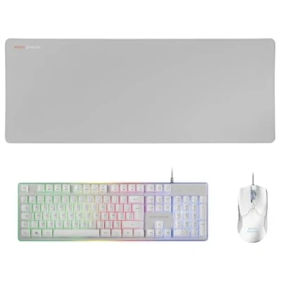 Immagine di Mars Gaming MCPXWFR, Combo H Mech FRGB Tastiera, Ultralight Mouse 10000DPI &amp; XXL Mousepad, Nero, Lingua Francese