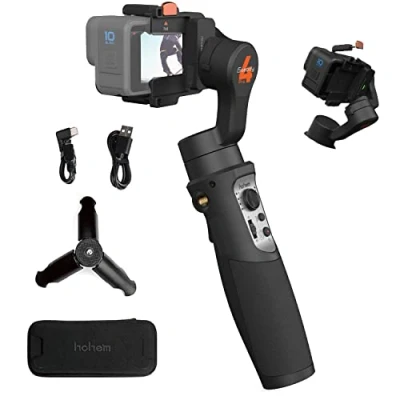 Immagine di hohem iSteady Pro 4 Stabilizzatore Gimbal Action cam compatibile per Gopro Hero 13/12/11/10/9/8/7/6/5/4 3, Osmo Insta360 ONE R,clip a sgancio rapido, IPX4 prova di schizzi, controllo wireless