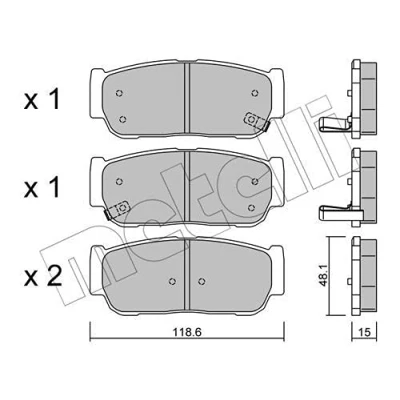 Immagine di METELLI 22 0727 0 Kit pastiglie freno con segnalatore acustico usura SSANGYONG: Rexton / 2, W, Rodius I, KIA: SORENTO 1