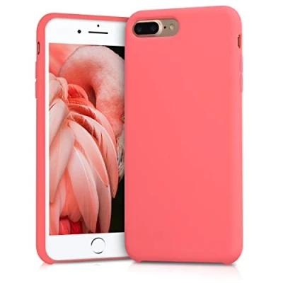 Immagine di kwmobile Cover per Apple iPhone 7 Plus/iPhone 8 Plus Custodia Back Case Smartphone in Silicone TPU Protezione Gommata corallo fluorescente