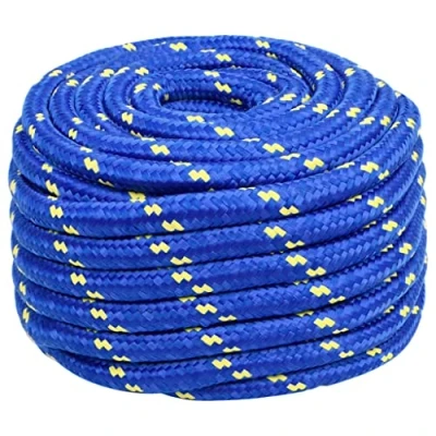 Immagine di vidaXL Corda di ancoraggio intrecciata per barche, resistente ai raggi UV, all&#039;abrasione, vela, blu, 20 mm, 100 m, in polipropilene