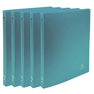 Immagine di Exacompta 51183SE Confezione da 5 Raccoglitori Opak Polipropilene Opaco 0.5 mm 4 Anelli Tondi 15 Dorso 20 F.to Esterno 25x32 cm per A4 Colore: Verde Scuro