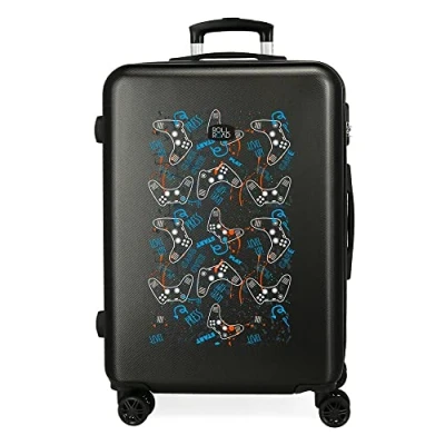 Immagine di ROLL ROAD Gamers Valigia media nera 46 x 65 23 cm rigida ABS chiusura a combinazione laterale 56 3 kg 4 ruote doppie