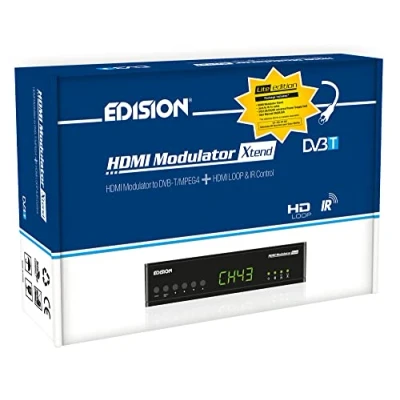 Immagine di Edision HDMI MODULATORE Xtend lite, monocanale da a DVB T MPEG4 FULL HIGH DEFINITION, con INGRESSO RF in, loop