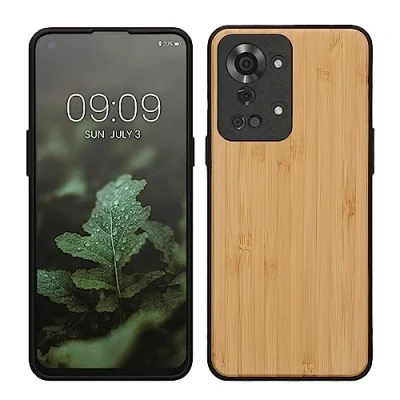 Immagine di kwmobile Custodia Compatibile con OnePlus Nord 2T 5G Cover Protezione in Legno per Smartphone Back Case Bumper Silicone TPU marrone chiaro