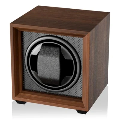 Immagine di Fousenuk scatola carica orologio con motore silenzioso, 2 modalità di impostazione, quadrata e color noce orologi automatici, USB ricarica memory foam, per meccanici