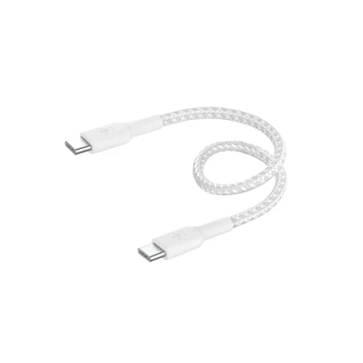 Immagine di Belkin BoostCharge Cavo intrecciato da USB C a 0.15 metro per iPhone 15, 15 Pro, Pro Max, Plus, Galaxy S24, S23, Note10, Note9, Pixel 8, 7, iPad ecc, bianco