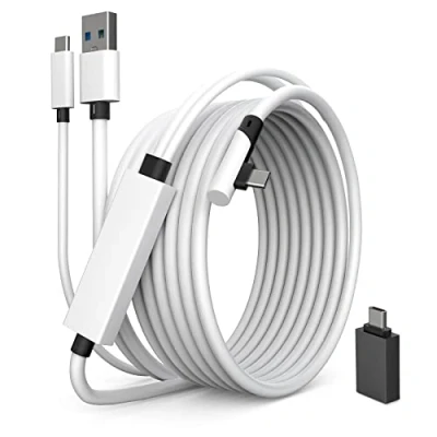Immagine di Cavo di collegamento 2 in 1 Tiergrade compatibile con Oculus/Meta Quest 2, funzione ricarica USB C separata per visore VR, 3.0 da 5 metri a tipo Accessori Steam VR/PC gioco