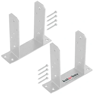 Immagine di KOTARBAU® 2 supporti per pali da 120 mm, TT in acciaio zincato a caldo, tasselli, ancoraggi calcestruzzo, legno, di recinzione metallo quadrati