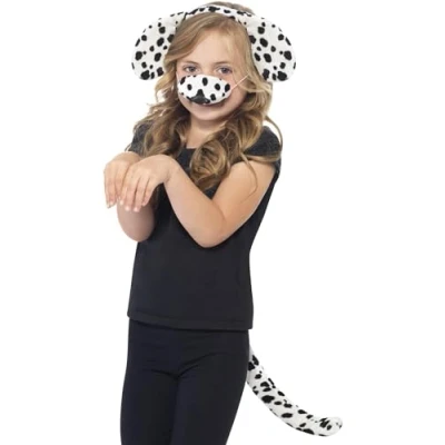 Immagine di SMIFFYS Kit da dalmata, blanco e nero, con orecchie su cerchietto, coda naso